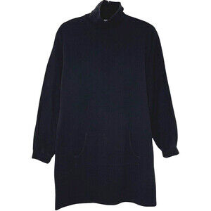 Clayton Womens Dress XS Black French Terry Turtleneck Long Sleeve Pockets USA